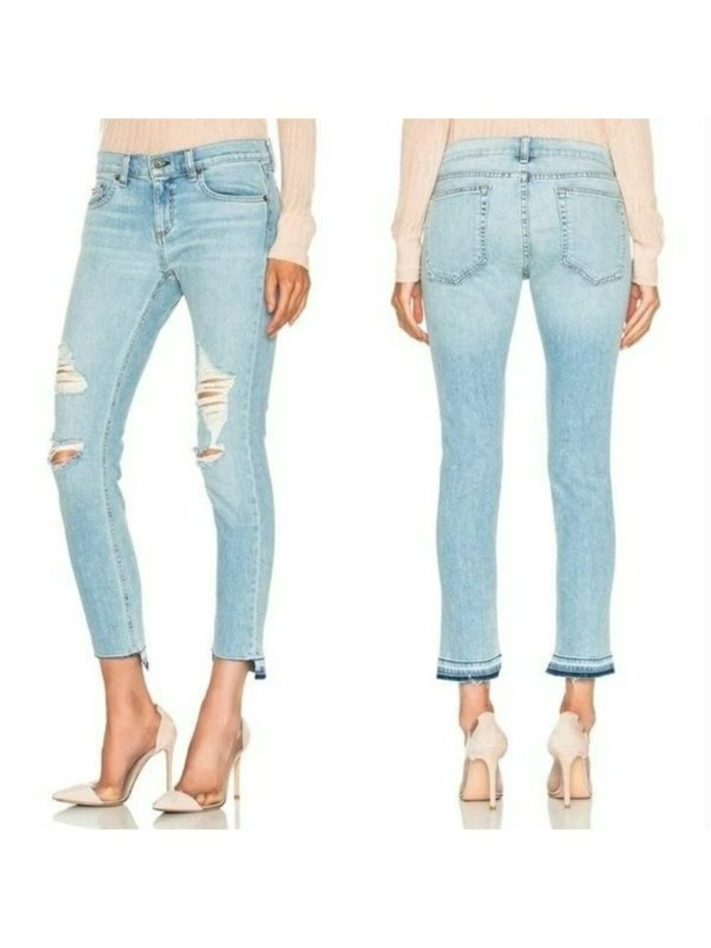 Rag & Bone Dre Capri Jeans 26 Norton Light Wash Blue Raw Cut Step Hem - Picture 14 of 14